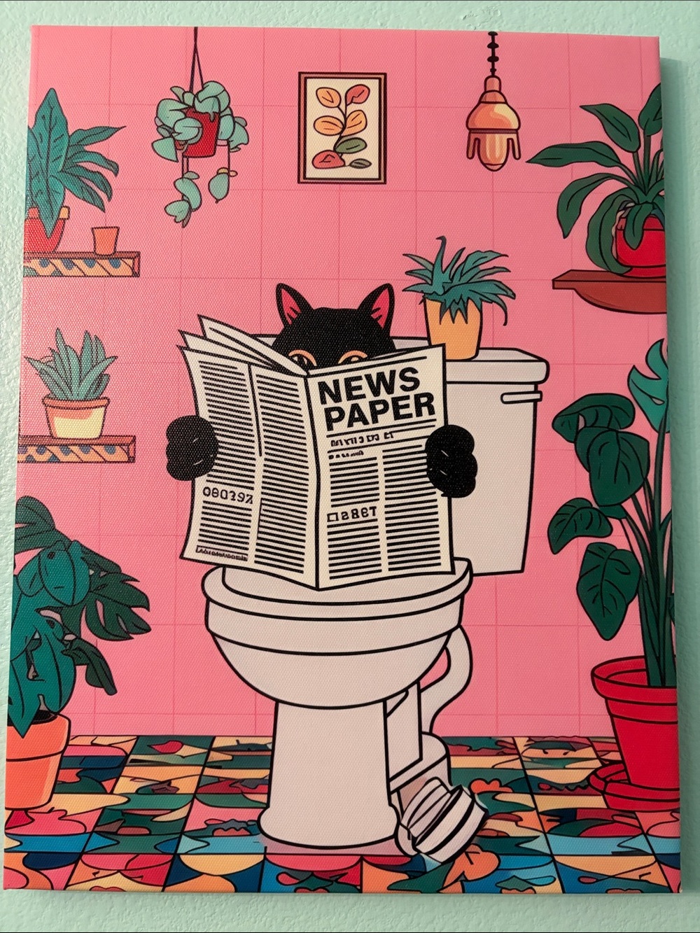 Cat Reading Newspaper Wall Art